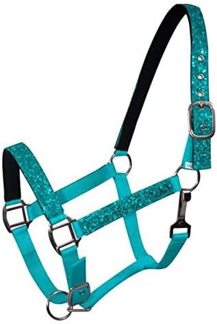 Pony Neoprene Lined Nylon Adjustable Halter w/Glitter Overlay (Teal)