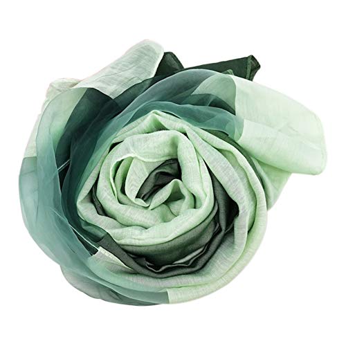 Preisvergleich Produktbild MoGist Damen Sommer Schal Spitze transparenter zweifarbiger Farbverlauf Simulation Seidentuch Sonnenschutz Stola Reisen Strandtuch Chiffon Schal (Grün)