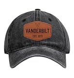 Vanderbilt Commodores University Officially Licensed Dad Hat - Unisex Baseball Cap with Hexagon Engraved Leather Patch Black
