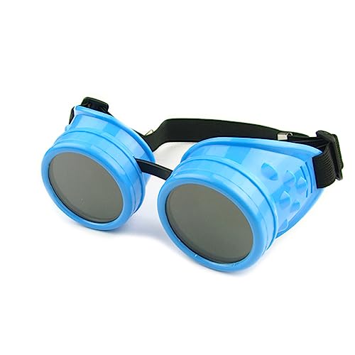 SHALISI Vintage Victorian Steampunk Goggles Glasses Welding Cyber Punk Gothic Cosplay (Light Blue)