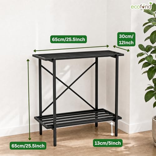 Image of ecofynd 2-Tier Fish Tank Stand, Double-Layer Aquarium Stand with Adjustable Table Feet, Heavy Metal Storage Rack Suitable for Home and Office, (Black, FS-PS050)