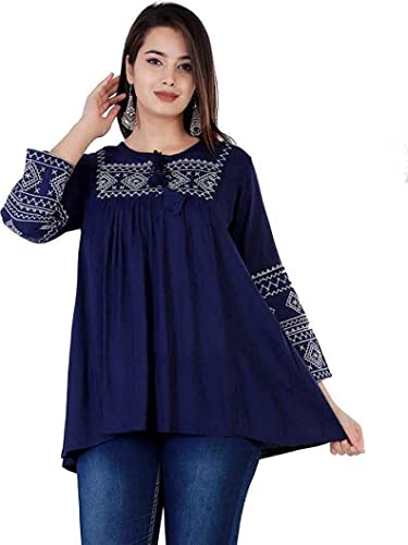 Image of Kartik Fashion Women Rayon Embroidered Regular Top