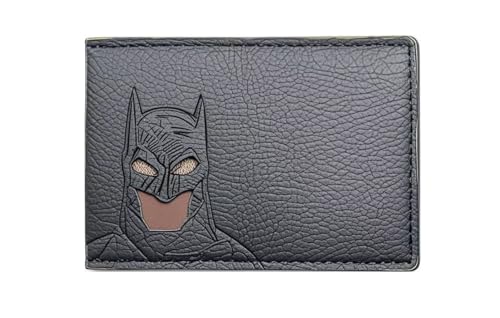 Harrier baby Carteira de couro preta para homens e mulheres, design de super-herói, olhos de morcego, compartimentos para vários cartões, presente de carteira. Carteira unissex para todas as idades