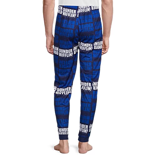 Seven Times Six The Office Men's Dunder Mifflin Paper Company Sleep Jogger Pajama Pants (Medium) Blue