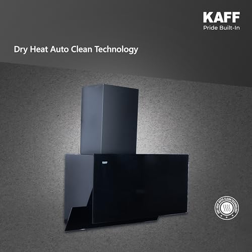 Image of KAFF 60 cm, 1350 m /hr Slant Kitchen Chimney | Powerful Suction | Touch Control with Digital Display | Gesture Control | Black Designer Glass | LED Lights | Low Noise | AERO BL