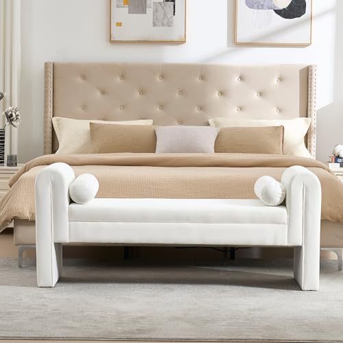 CDBBIB 60.5" End of Bed Bench, Velvet Bedroom Bench,King Bed