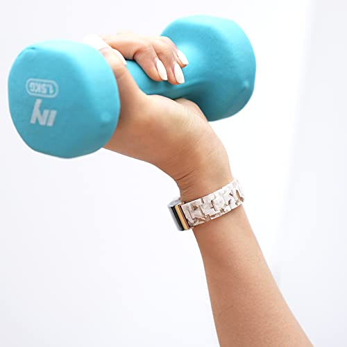 Image of Wongeto Resin Band Compatible with Fitbit Inspire 2 & Inspire /Inspire HR Watch Bands for Women (White Flower)