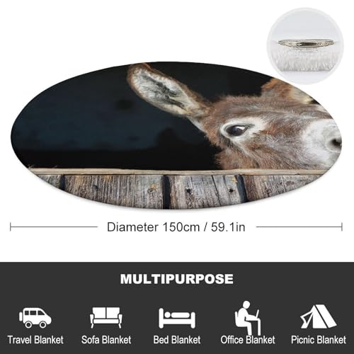 Couverture ronde flanelle Funny Donkey pliable pour canapé et bureau