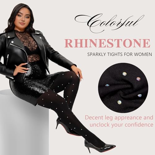 MANZI Sparkle Rhinestone Plus Size Tights for Women Queen Size Sparkly Stockings Shiny Opauqe Pantyhose2