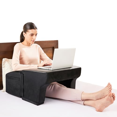 Image of amazon basics Lap Desk Pillow with Adjustable Height & Soft Armrest | Laptop Support for Work from Home, Reading & Gaming | Comfortable Use on Bed, Sofa & Floor | Black