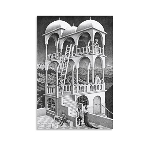 M.C. Escher Artwork 【Belvedere】 Gedruckte Poster, Kunstwerke, Leinwand, Kunstdrucke, moderne Dekoration, 20 x 30 cm Cover