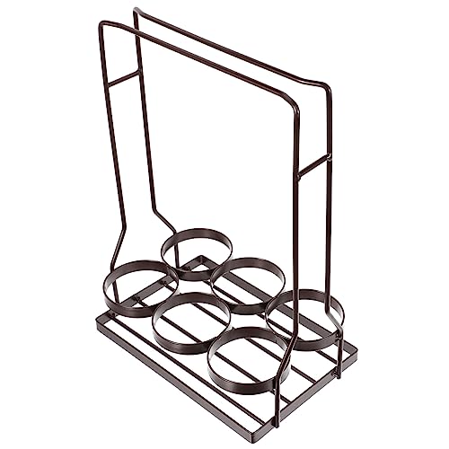 Soporte para botellas vino con asa de madera miniatura 1