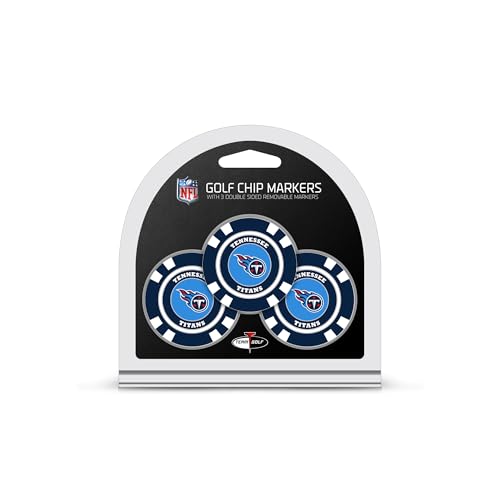 Team Golf NFL Tennessee Titans 3 Pack Golf Chip Ball Markers, Poker Chip Size with Pop Out Smaller Double-Sided Enamel Markers