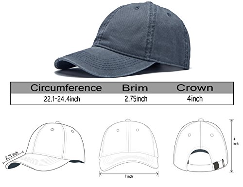 Edoneery Adjustable Washed Twill Low Profile Cotton Baseball Cap Hat(Dark Gray) #TOP2
