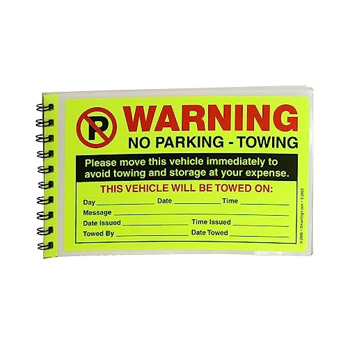 SmartSign Warning Parking Violation Stickers Book of 50 Stickers 5 x 8 Move Vehicle Immediately to Avoid Towing Sticker Hard to Remove Write-On Tickets Fluorescent Yellow