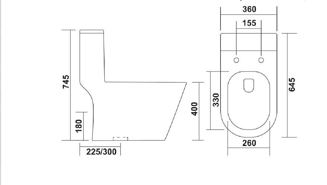 Hisre Premium Western Floor Mounted One Piece Water Closet Ceramic Western Toilet/Commode/European Commode Square With Soft Close Seat Cover For Lavatory, Toilets (Robs), photo 3 of 5