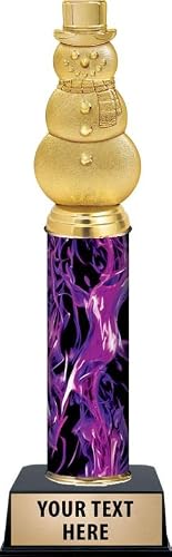 Crown Awards Customized Purple Inferno Snowman Trophy, 11" Snowman Trophy Award, Personalize Now