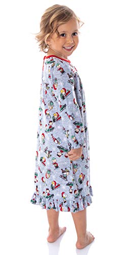 Peanuts Toddler Girls' Snoopy And Charlie Brown Holiday Woven Pajama Sleep Shirt Nightgown (3T) #TOP3