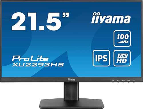Ecran iiyama Prolite XU2293HS-B6, 21,5" Ultra Mince, IPS, 1920x1080@100Hz, 1ms 250cd, 1000:1, Haut-parleurs, DP/HDMI, sans scintillements, la réduction de la lumière Bleue, i-Style Colour