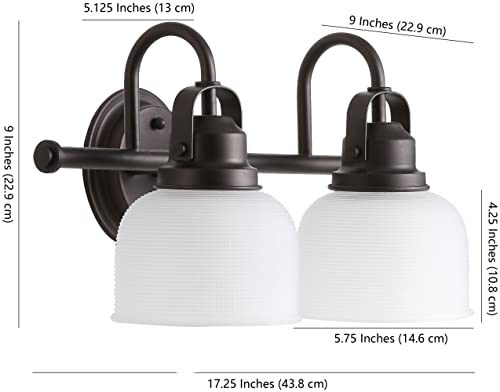 JONATHAN Y 17.25" Chrome Modern Bathroom Vanity Light, 2-Light LED Wall Sconce, Clear Glass Bell Shade for Mirror Hallway Kitchen, ETL Listed, LED Bulb Included (JYL7408A) by JONATHAN Y - Used condition - Image 2