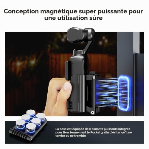 Adaptateur magnétique ajustable à 180° pour DJI OSMO Pocket 3