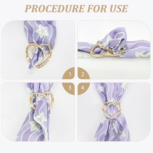 Image of 6 Pcs Silk Scarf Ring Shirt Clips,T-shirt Ties Clips Clothes Corner Knotted Button Belt Buckle For Lady Girls Women with Pearl Rhinestone