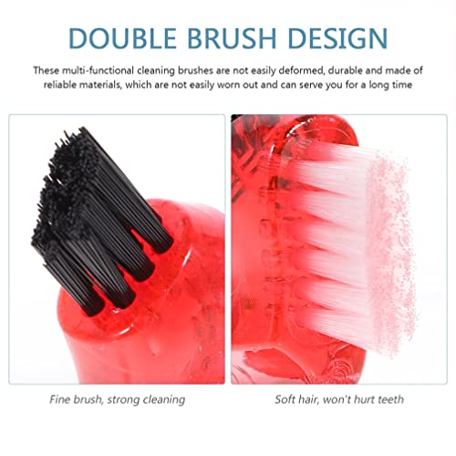 Fomiyes 3Pcs Denture Cleaning Brush Hard Denture Brush Toothbrush Double Sided False Teeth Brush Heads Portable For False Teeth Cleaning #TOP5