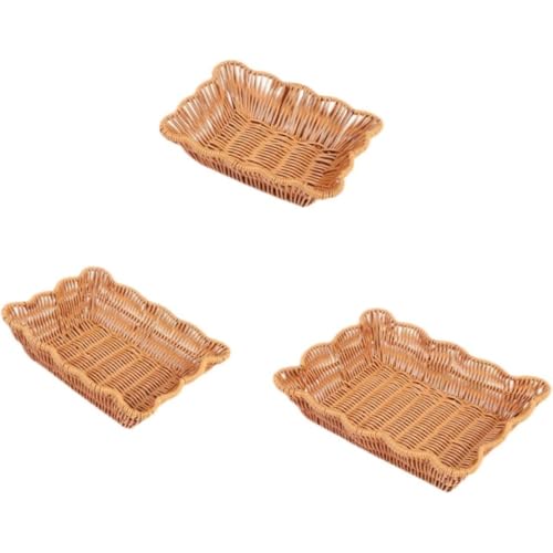 Set de 3 cestas de almacenamiento de ratán sintético rectangular para tocador y baño 2