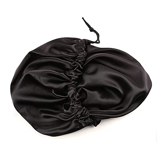 Image of Stain Bonnet Silk Sleep Cap Adjustable Satin Cap for Night Sleeping Hair Bonnet Reversible Double Layer