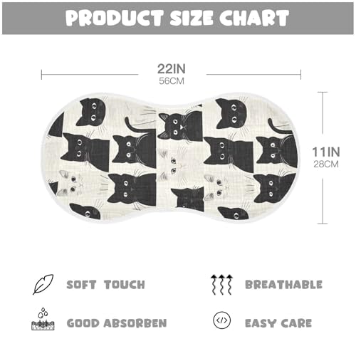2 Pack Baby Burp Cloths, Soft Absorbent Burping Cloths for Babies, Cotton Milk Spit Up Rags, Large Size for Newborns, Baby Boys and Girls (Black Cats)4