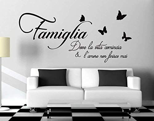 Adesivi murali frasi famiglia dove la vita comincia wall stickers frase citazione 85 x 40 CM