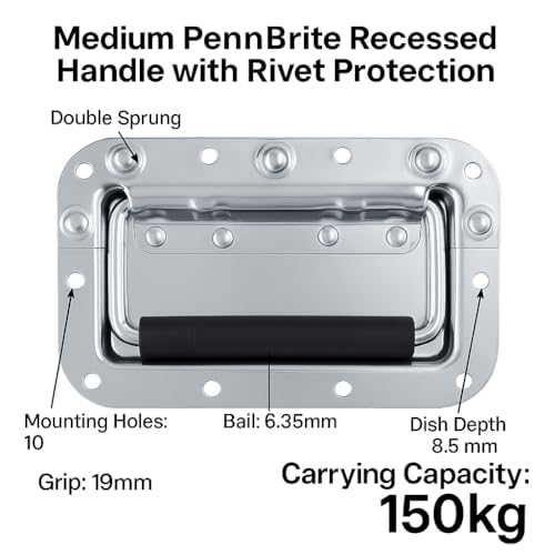 Image of PENN ELCOM Medium Recessed Handle - Combo of 4 (16.1 * 10.7 * 16.1) Wooden Storage Chests, Toolboxes, Equipment Cases, Instrument or Flight Cases, Heavy-Duty Drawers or Trunks | Sliver