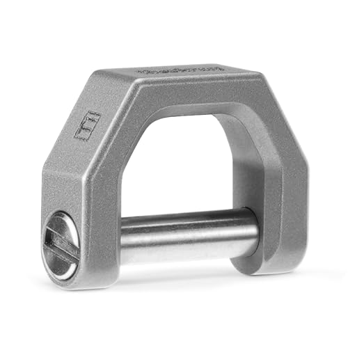 MecArmy CH2 Titanium D Shape Heavy Duty Key Ring, Key Fob Holder Keychain with Screw Shackle for EDC Gear, Purse, Bag（S/M/L）-Sandblasted,S