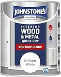 Quick Dry Non Drip Gloss Brilliant White Paint 250ml | High Shine Finish for Wood & Metal | Fast Drying, Non Yellowing, Hardwearing Interior & Exterior Gloss Paint
