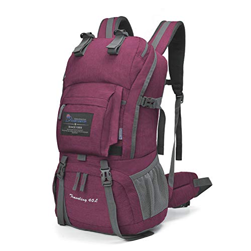 Mountaintop 40L Hiking Backpack for Outdoor Camping (DarkRose)