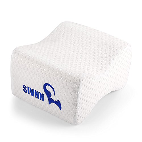 SIVNN Knee Memory Pillow with Visco-Elastic Memory Foam and Washable Breathable Zippered Cover for Led Pain,Sciatica Relief, Back Pain,Pregnancy, Hip and Joint Pain (White)