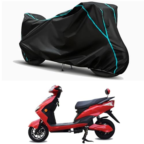 Image of Waterproof Bike Body Cover Compatible for | Tunwal Lithino 2.0 STD | Taffeta Fabric, Sky Piping Design, Bottom Elastic Fit | Dustproof, Sun UV & Rain Protection for All Weather.