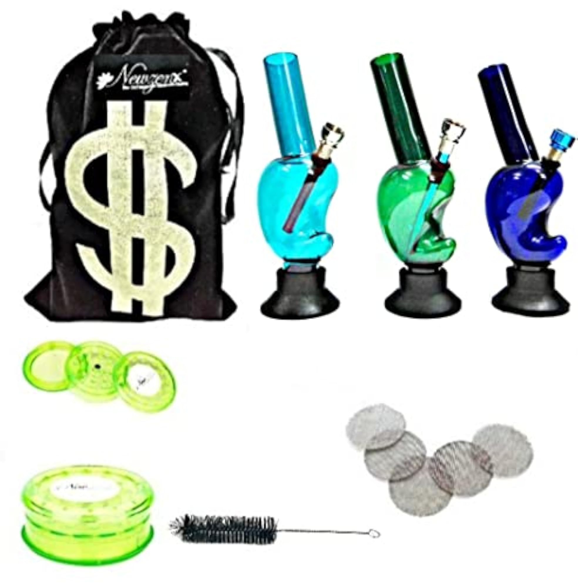 Acrylic Bong Mango Design with Velvet Pouch & Accessories