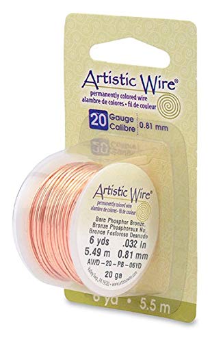 Artistic Wire, Bronze Craft Wire 20 Gauge Thick, 6 Yard Spool, Bare Phosphor Bronze #TOP9