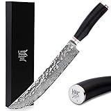 YOUSUNLONG Scimitar Knife 10' Butcher's Slicer Knives Hammered Japanese Damascus Steel Natural...