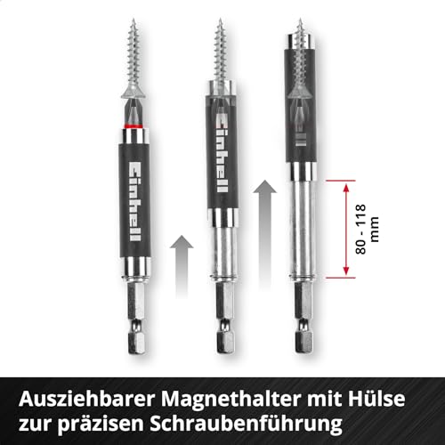 Original Einhell M-CASE 42-tlg. Bit-Set (25-mm-Bits, 50-mm-Bits, Magnethalter, Steckschlüssel, Schnellwechselbithalter inkl. Aufbewahrungsbox)