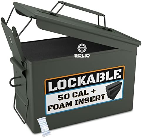 Solid Tactical Metal Ammo Can - New Military & Army Ammo Storage Container - M2A1 Ammunition Boxes - Use our Ammo Case as a Metal Storage Box or an Ammo Crate Utility Box