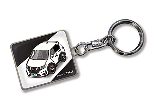 MKJP カスタムキーホルダー ニッサン エクストレイル T32 後期 ベース:ブラック 車カラー:ホワイト