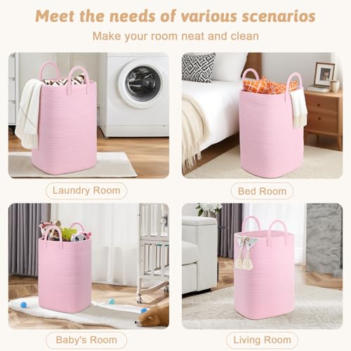 Image of Artfeel Laundry Basket,Woven Cotton Rope Laundry Hamper,60L Versatile Storage for Dirty Clothes,Baby Toys,and Blankets in Bathroom, Nursery,and Living Room