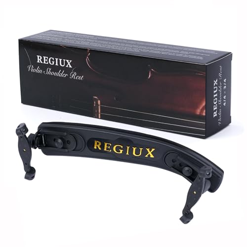 REGIUX Violin Shoulder Rest Black for 4/4-3/4 Size Violins Adjustable Height and Angle