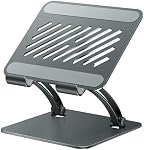 Tounee Tablet Holder Stand, Dual Rod Adjustable Aluminum Desktop Stand, Compatible with 4.7-16.5" iPads, Surface Tablets, Portable Monitors, Kindle & More (Gray)