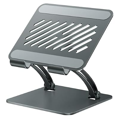 tounee Tablet Holder Stand, Dual Rod Adjustable Aluminum Desktop Stand, Compatible with 4.7-16.9" iPads, Surface Tablets, Portable Monitors, Kindle & More (Gray)