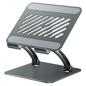 tounee Tablet Holder Stand, Dual Rod Adjustable Aluminum Desktop Stand, Compatible with 4.7-16.9″ iPads, Surface Tablets, Portable Monitors, Kindle & More (Gray)