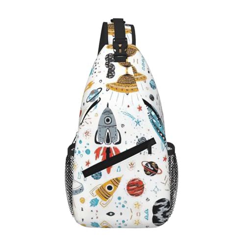 Sac à dos à bandoulière fusée avec imprimé graphique tendance