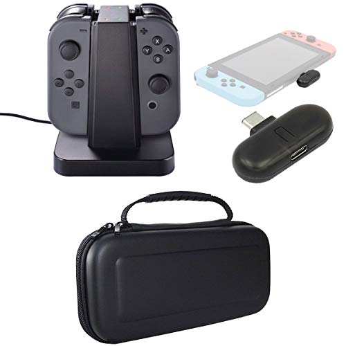 Deco Gear Accessory Kit Compatible with Including Bluetooth Adapter, Case, and Charging Dock for Controllers Compatible with Nintendo Switch
